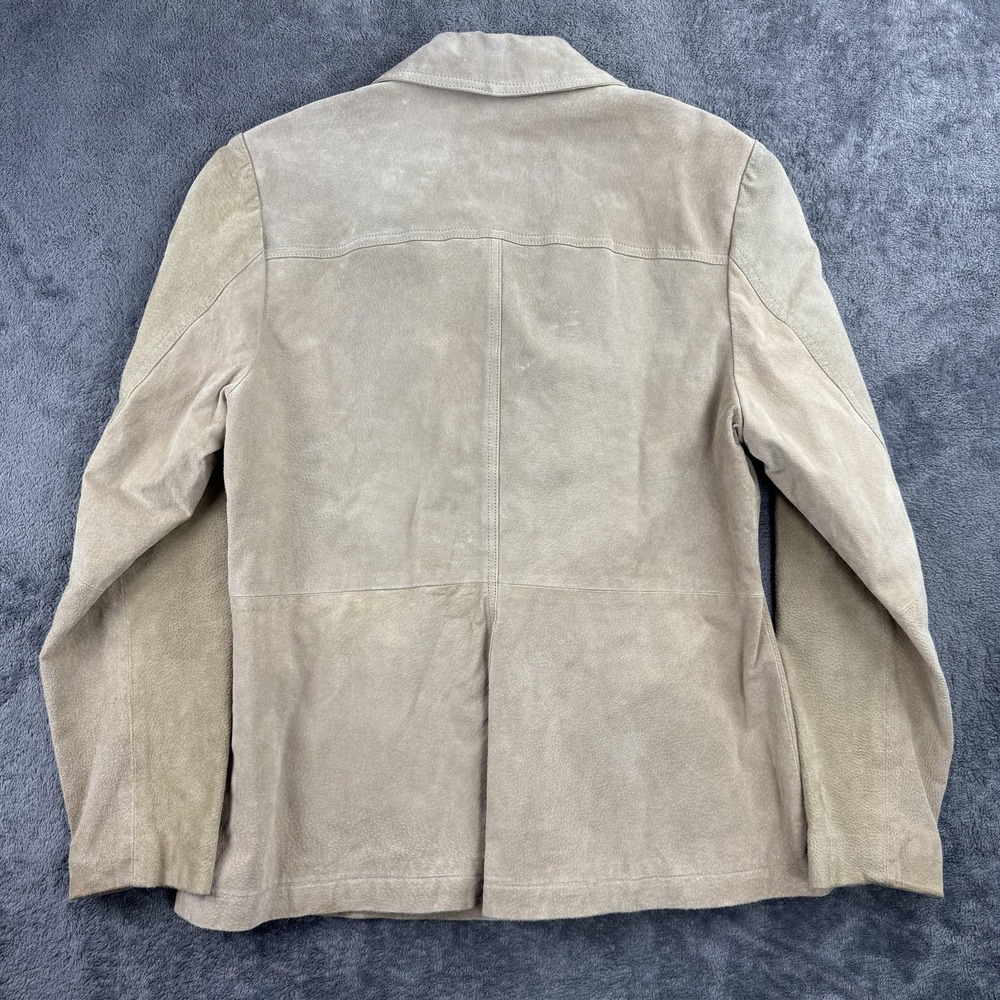 Wilsons Leather Maxima Jacket Womens L Tan Beige Suede Button Front Blazer - Picture 4 of 11